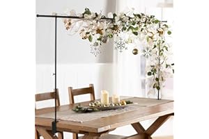 OSYIN Over The Table Rod Stand with Clamps, 46-82”Length, Adjustable Metal Balloon Flower Arch Stand, Decorated Arch for Party, Birthday, Wedding, Halloween, Christmas, Black
