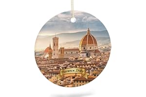 EQEY Florence, Italy Tree Hanging Christmas Ornament Porcelain Double-Sided Ceramic Ornament,2.9 Inches