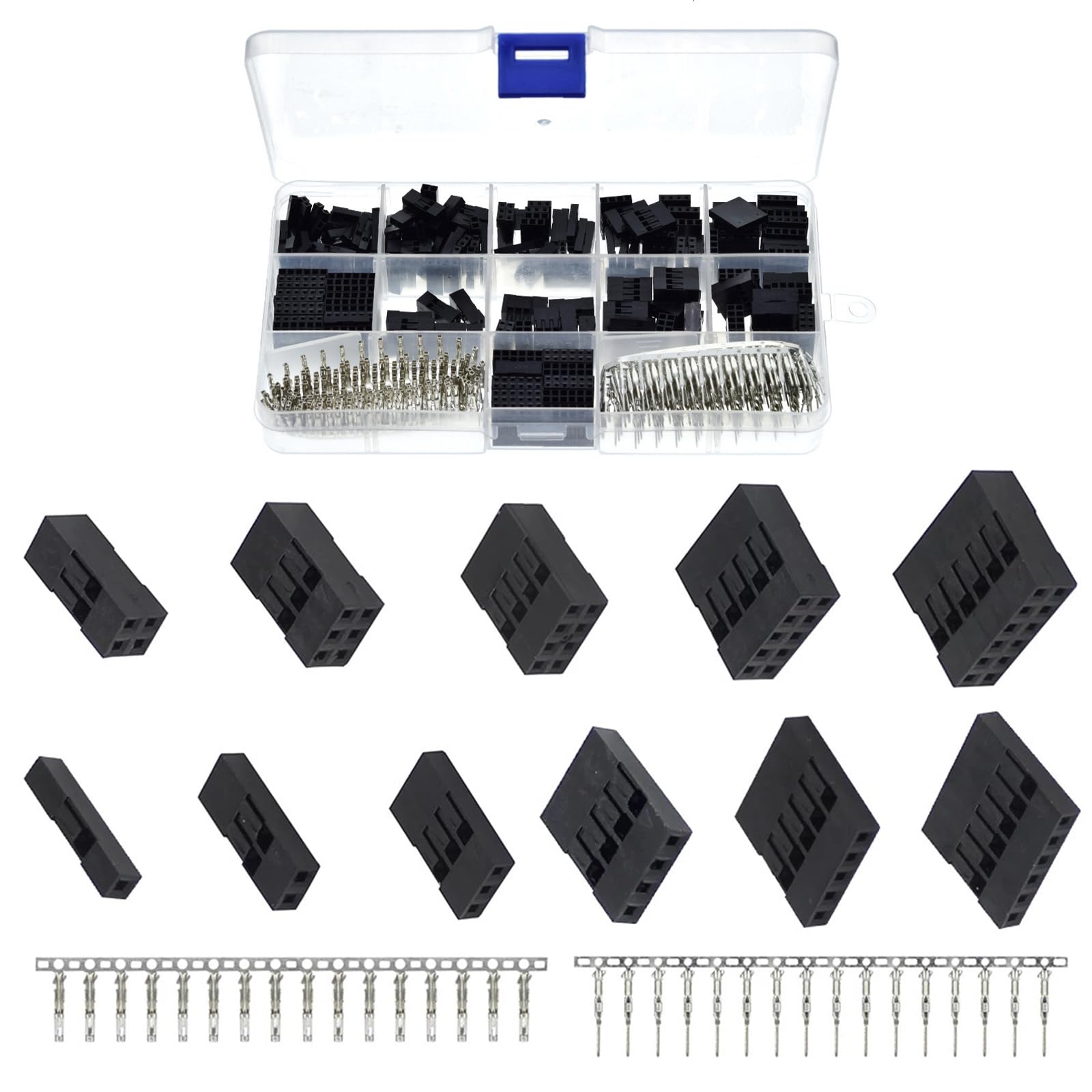 620 Pcs Dupont Connectors, 2.54mm JST SM 1-6 Pin Crimp Housing With Wire, Cable Terminal Pin Header Plug Assortment Kit