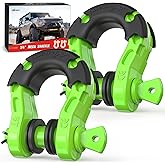 Nilight Heavy Duty Mega D-Ring Shackles(2 Pack) 68,000 lb Break Strength(17,000 lb WLL) w/ 7/8″ Screw Pin & Washers, Forged Steel Off-Road Recovery Shackles for Tow Strap & Winch Gear, Green