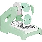Guermok Thermal Shipping Label Holder for Rolls & Fan-Fold, Fragile Stickers for Shipping, Label Stand Desktop Printer Holder-Home Office Accessory Sticker Dispenser for Holographic (Green)