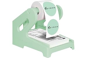 Guermok Thermal Shipping Label Holder for Rolls & Fan-Fold, Fragile Stickers for Shipping, Label Stand Desktop Printer Holder