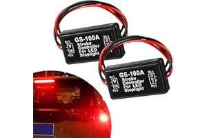Sumjig 2 PCS Car Safety Prompt Controller Flasher, GS-100A Flasher Module High Brake LED Taillight Safety Controller, Car Modified Accessories, Suitable for Cars, Motorcycles, Tanks (Black)