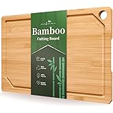 Kitsure Bamboo Cutting Board for Kitchen, Large, Natural | Multi-Sizes Wooden Cutting Boards for Chopping &amp; Serving, Convenient Kitchen Essentials, Deep Juice Grooves