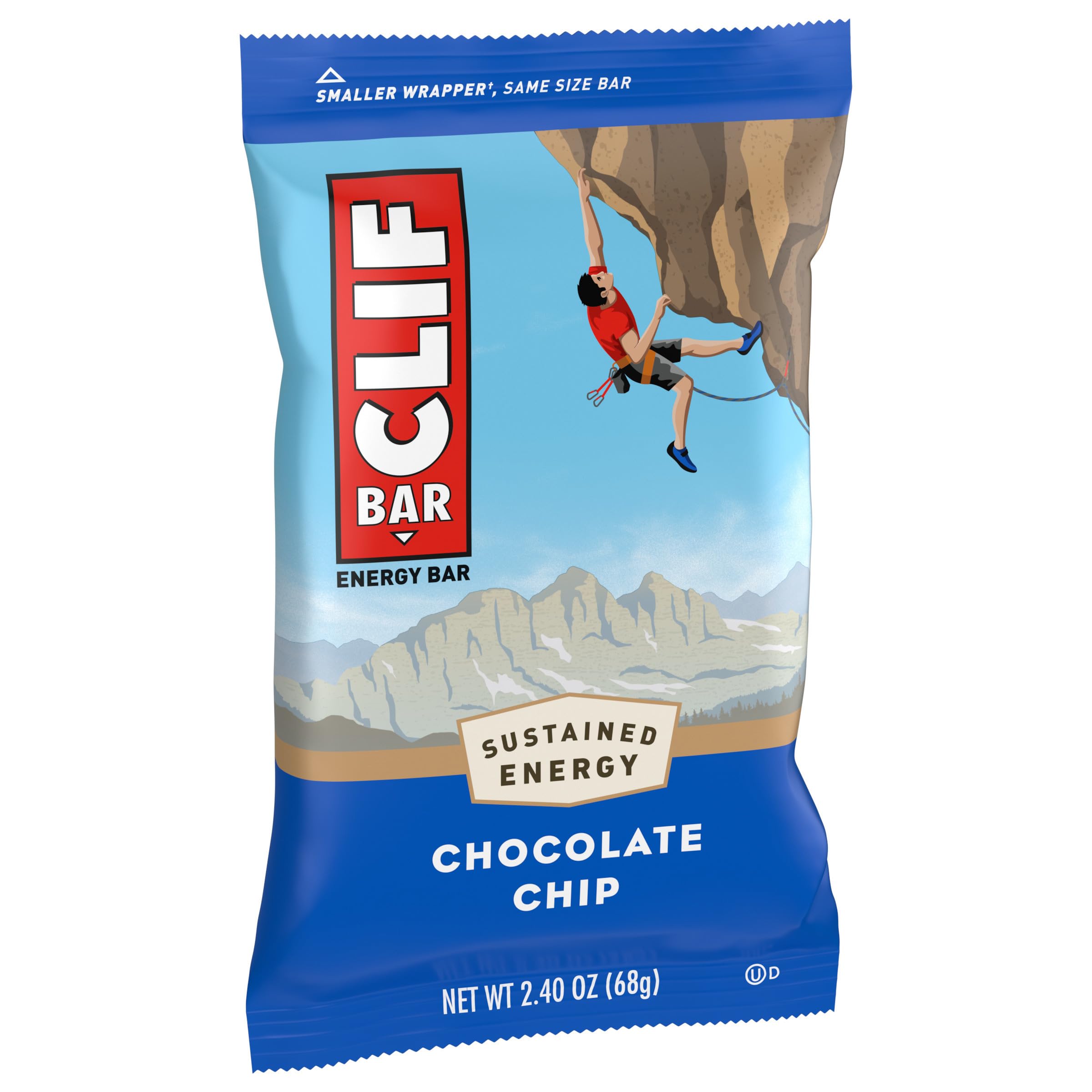 CLIF BAR - Energy Bar - Chocolate Chip - Made with Organic Oats - Plant Based Food - Vegetarian - Kosher (2.4 Ounce Protein Bar, 1 Count) Packaging May Vary