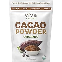 Viva Naturals #1 Best Selling Certified Organic Cacao Powder from Superior Criollo Beans, 1 LB Bag