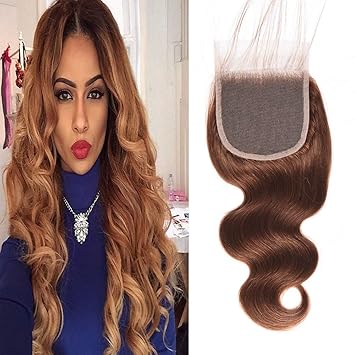 Amazon Com Light Brown Raw Indian Hair Body Wave Closure Free