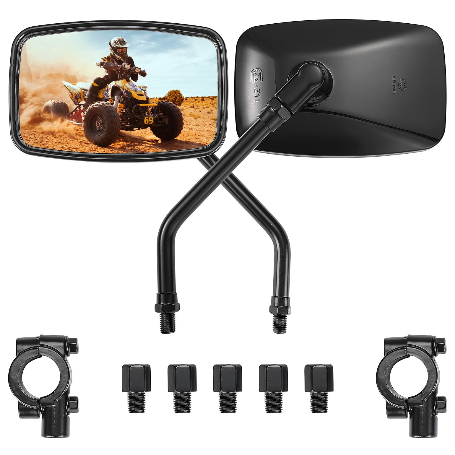 Photo 1 of KEMIMOTO ATV Mirrors 8MM 10MM Motorcycle Rearview Mirrors for 7/8" Handlebar Compatible with ATV Polaris Sportsman Dirt Bike Scooter, Black