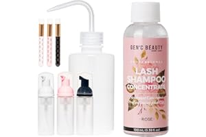 GEN'C BÉAUTY Lash Shampoo Concentrate 100ml for Eyelash Extensions – Professional Lash Cleanser Kit with 3 Foam Dispenser Bot