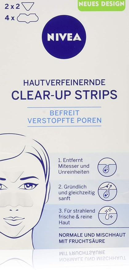 Nivea Clear Up Strips Viso Per La Rimozione Di Punti Neri E Impurità 6 Pz 4 X Naso E 2 X Fronte Tedesco