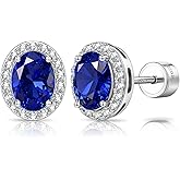 Certified 2.4 Cttw Lab Grown Royal Blue Sapphire Earrings, Hypoallergenic Adjustable Flat Back Studs, Eco-Friendly Fine Jewelry Gift for Women, Perfect for Wedding, Anniversary & Christmas, with Certification & Elegant Gift Box