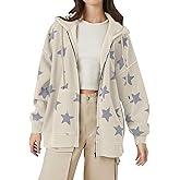 MISSACTIVER Women Star Graphic Zip Up Hoodies Y2k Drawstring Star Print Sweatshirt Oversized Jackets with Slant Front Pocket