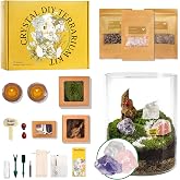 DIY Crystal Terrarium Kit - 21-Pieces All-In-One Starter Kit with Preserved Moss, Pumice, Crystals, Coconut Coir, Tools &amp; Decor | Healing Gift for relaxing | Plants Lovers | Home &amp; Desk Decor