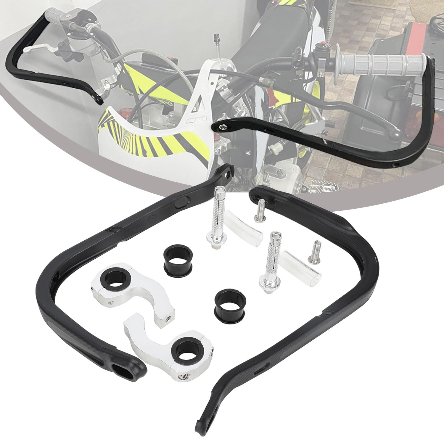 JFG RACING Handguards 7/8''22mm and 1 1/8''28mm Handlebar, Alloy Steel Motorcycle Handguards for MX Dirt Bike ATV Off Road, Black