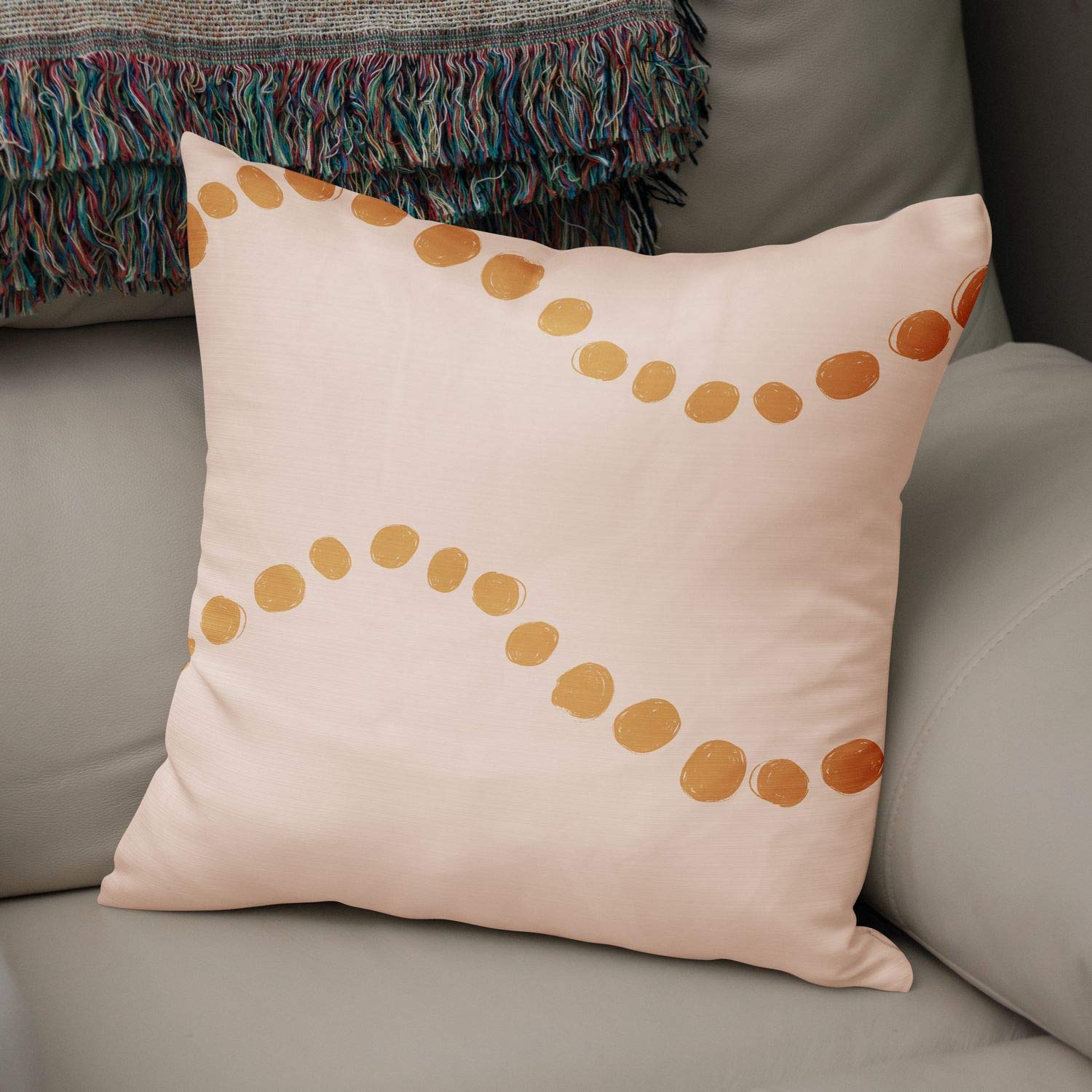 Bonamaison Decorative Cushion Cover Orange & Off White, Throw Pillow Covers, Home Decorative Pillowcases for Livingroom, Sofa, Bedroom, Size: 50x50 Cm - Designed and Manufactured in Turkey