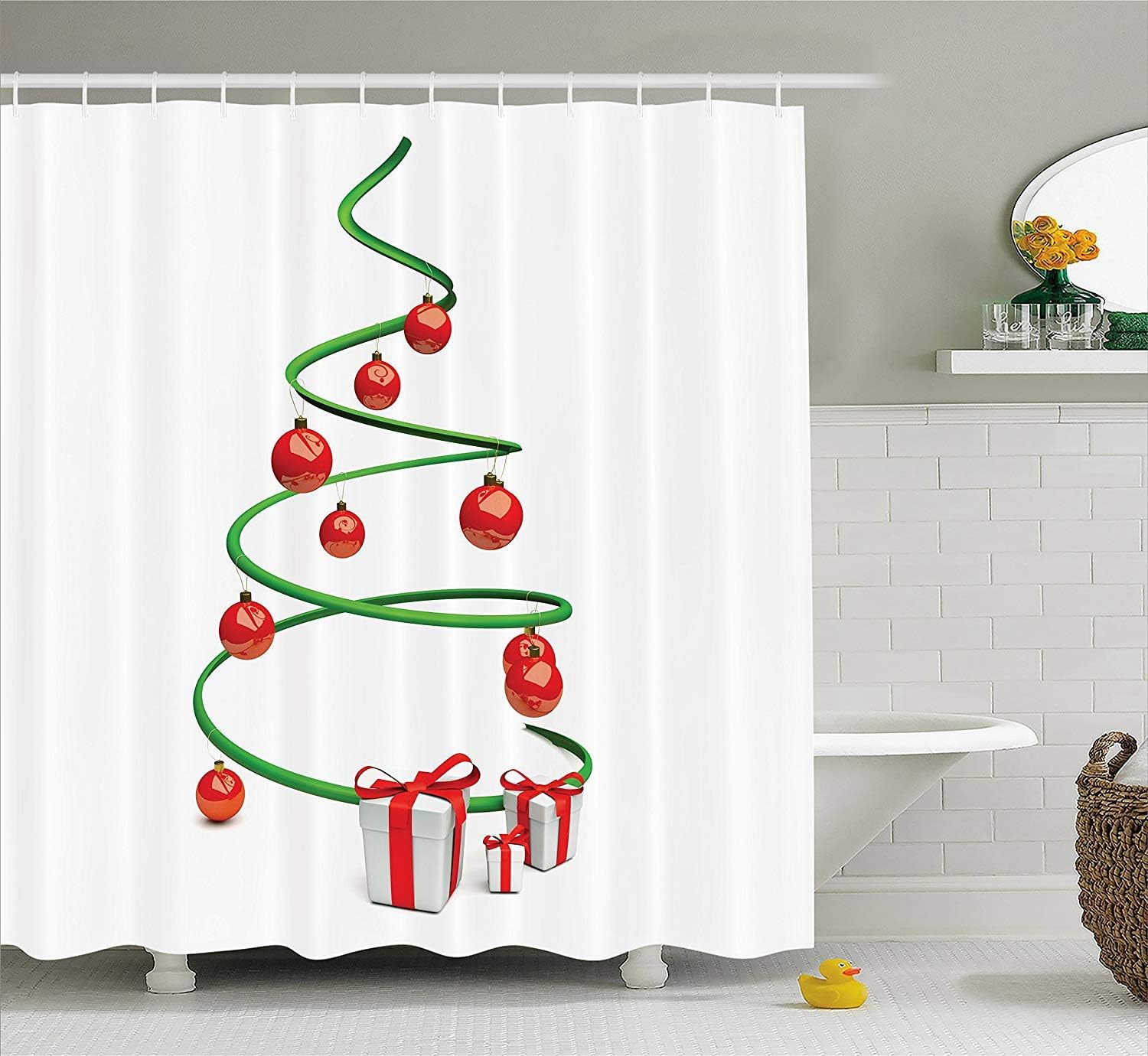 Amazon Com Big Buy Store Christmas Shower Curtain Abstract Xmas