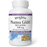 Natural Factors Pharma GABA - Dietary Supplement Supports Calm Sleep & Sleep Quality - Natural, Fast-Working Supplement Aids Focus & Brain Health - 60 Vegetarian Capsules (60 Servings)