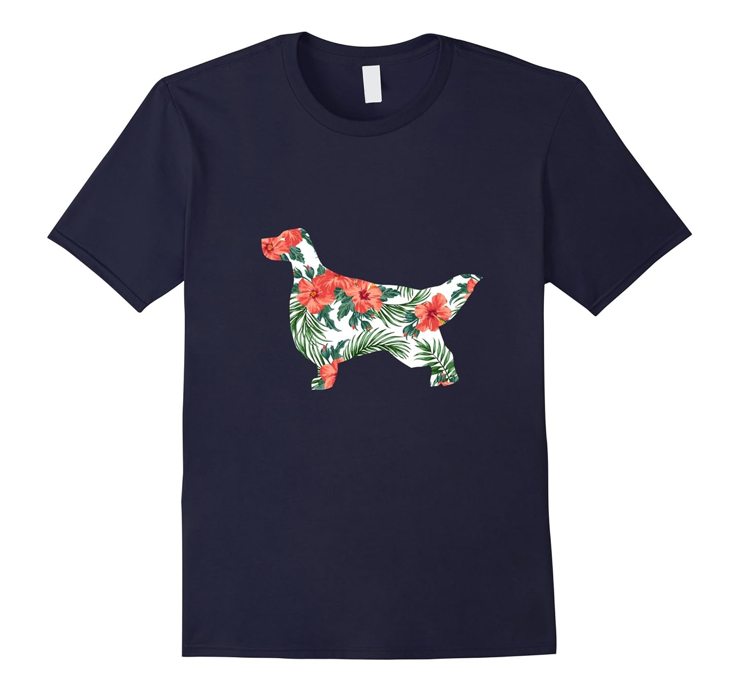 English Setter Aloha Dog Silhouette T-Shirt Red-ANZ