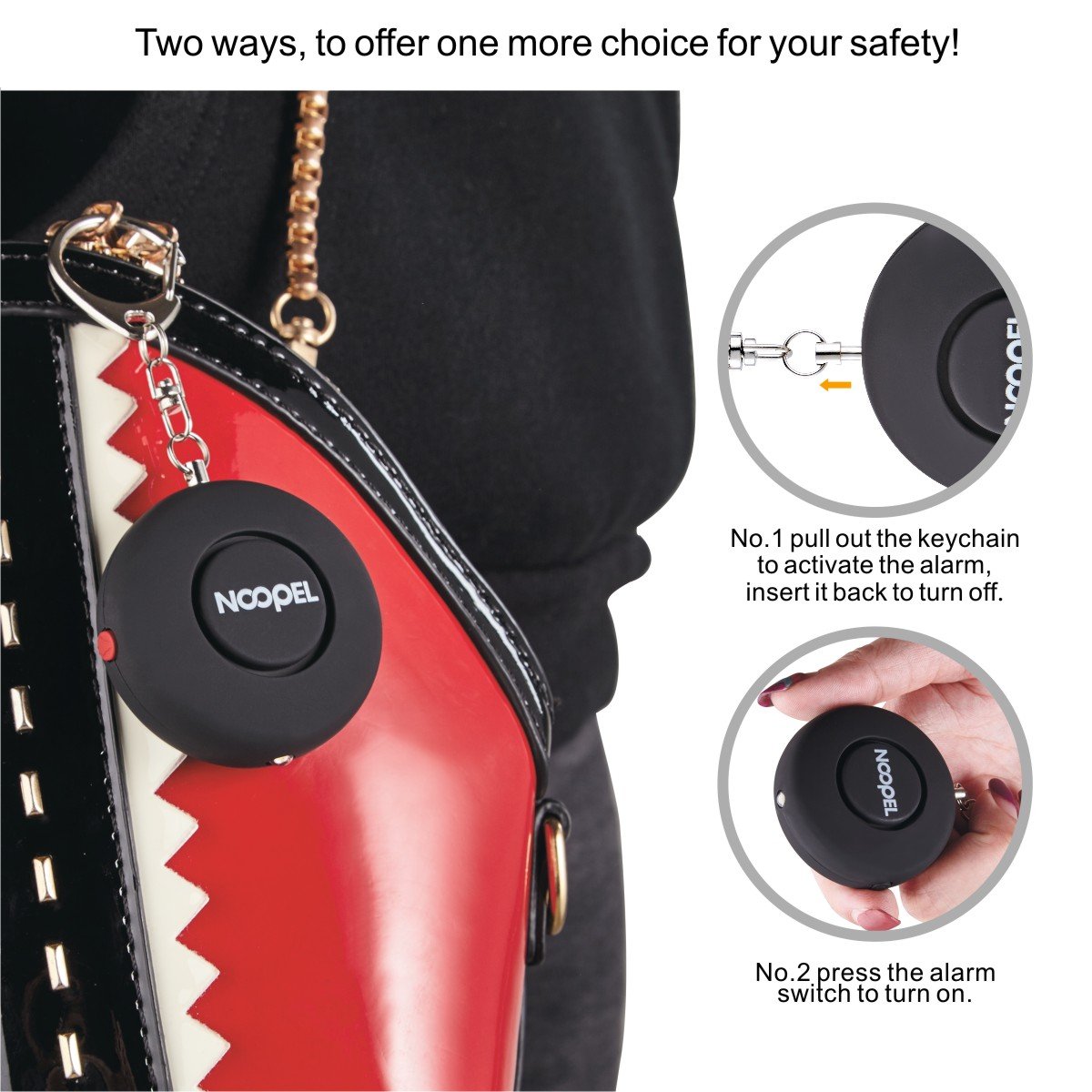 Personal Alarm 130db Personal Safety Alarm Noopel Panic Alarm Rape Alarm Security Alarm Self Defense Alarm for Women Kids Student with Keychain and Flashlight(Black)