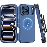 TMIDVFV Compatible with iPhone 17 Pro Case, with Belt Clip Holster Heavy Duty Rugged Shockproof Magnetic Wireless Charging Full Body Protection Kickstand Cover for iPhone 17 Pro Phone(Navy Blue)