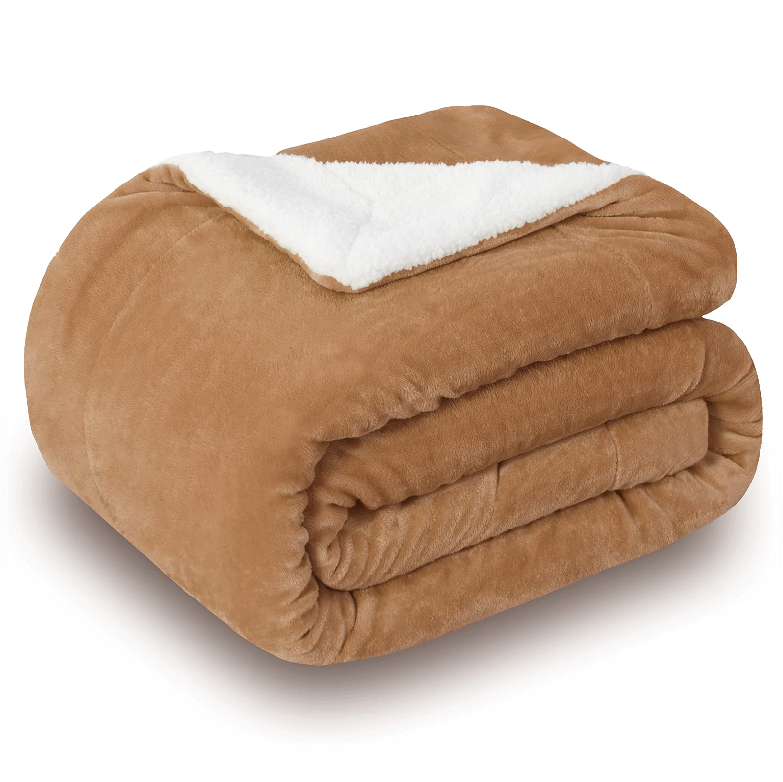 SOCHOW Sherpa Fleece Throw Blanket, Double-Sided Super Soft Luxurious Plush Blanket 150cm×200cm, Camel — image 1