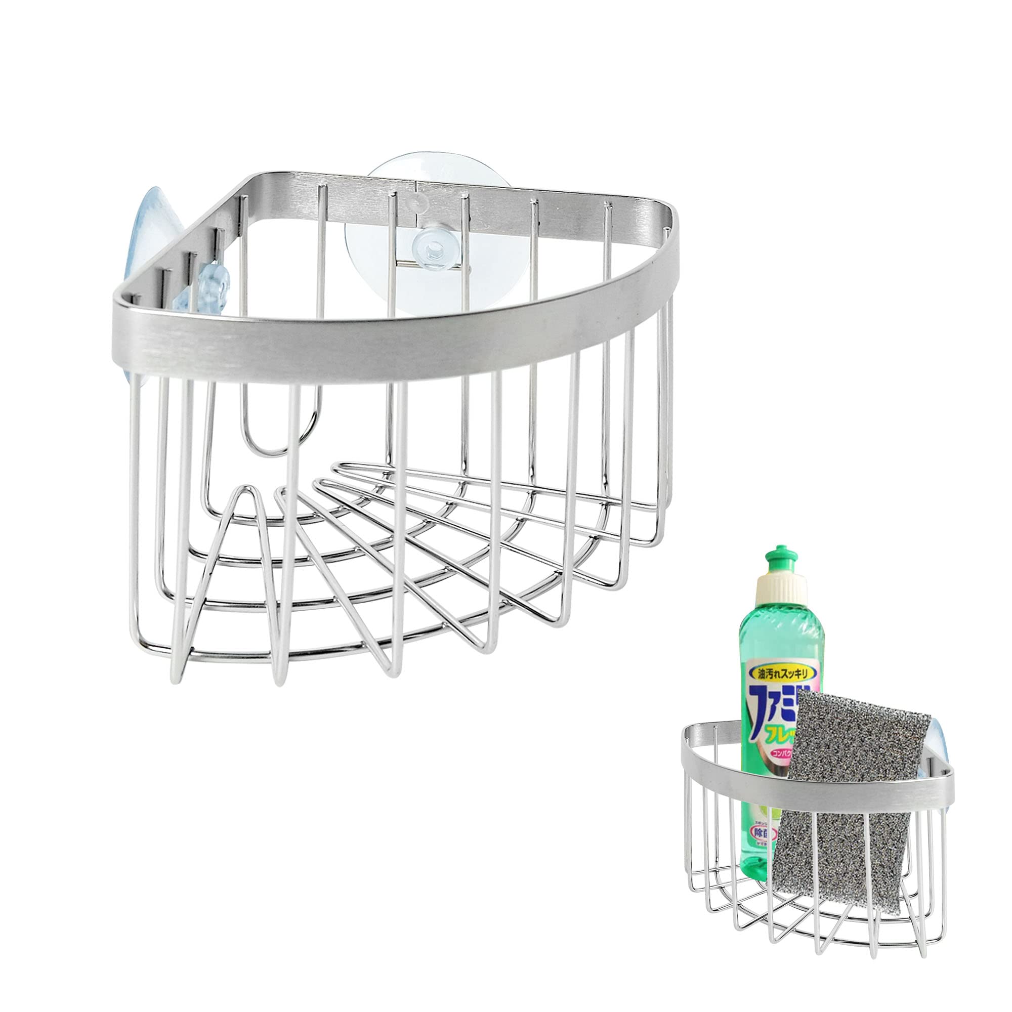Photo 1 of Dveda Sink Caddy, Dish Cloth Hanger Sponge Holder, Save Space Triangle 2-in-1 Sink Caddy, 304 Stainless Steel Corner Kitchen Sink Organizer, No Drilling with 2Pcs Suckers