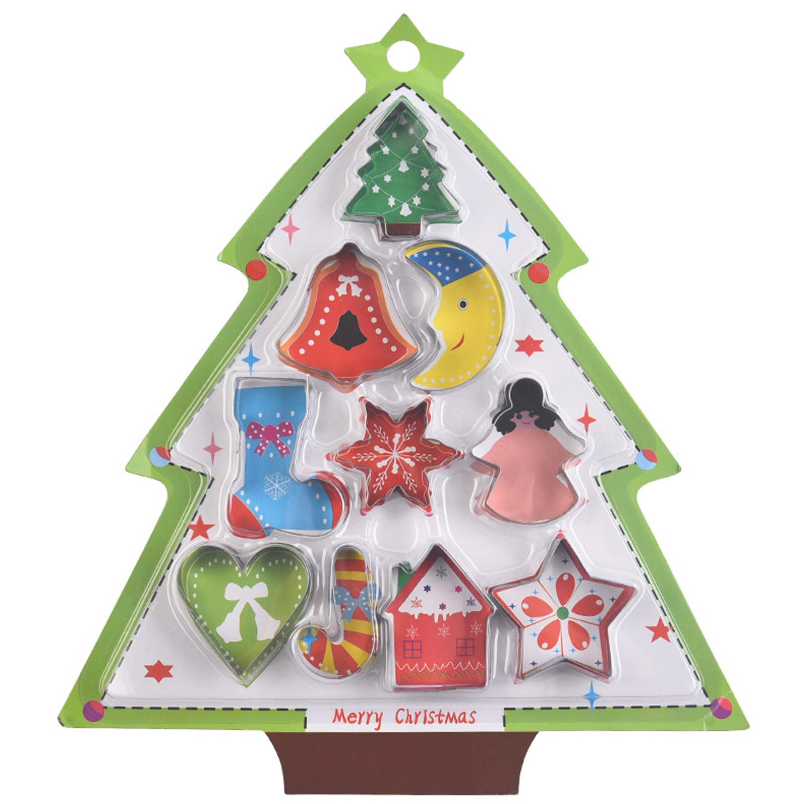 AWAVM 10 Pcs Small Christmas Cookie Cutters Set,Mini Christmas Xmas Biscuit Cutters Star Tree Angel Bell Stocking Heart & More Shapes Stainless Steel for Holiday Baking