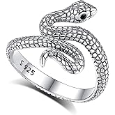 Vito 925 Sterling Silver Animal Rings for Women Men, Adjustable Snake Band Ring Wolf Octopus Rings Jewelry Gift for Daughter Son