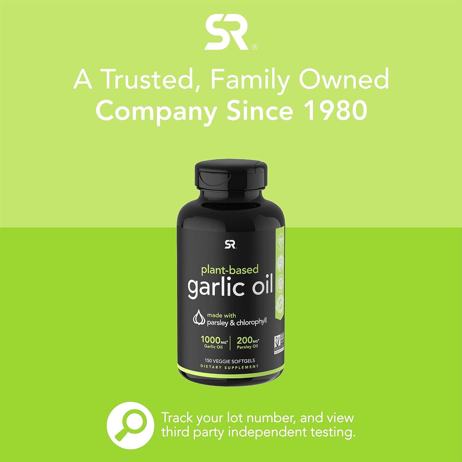 Odorless Garlic Oil Pills (1000mg) with Parsley & Chlorophyll | The only Vegan Certified Garlic Supplement Available | 150 Veggie softgels: Health & Personal Care