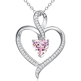 E Infinity Necklace 925 Sterling Silver Love Heart Birthstone Necklace, Mother’s Day Birthday Anniversary Jewelry Gifts for Wife Girlfriend Mom Her