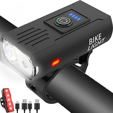 9000 Lumens Bike Lights Front And Back For Night Riding, 5200 MAh USB Rechargeable 6 LED Bicycle Light, 5+5 Modes Bike Headlight And Tail Light Set Runtime 30+ Hrs, IPX5 Waterproof, Power