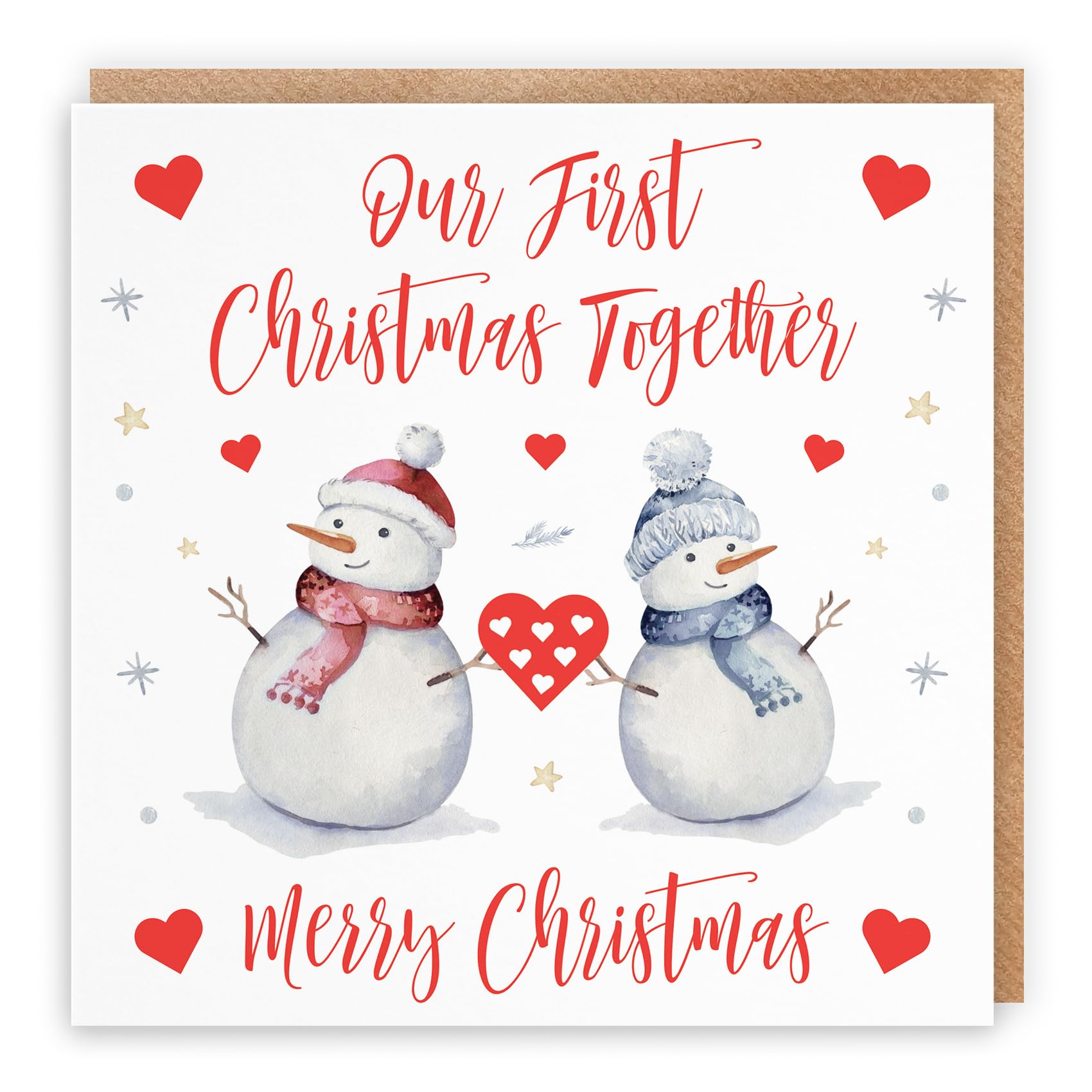 Hunts England - Our First Christmas Together Christmas Card - Our First Christmas Together - Merry Christmas - Snowman Collection - Fun Xmas Card