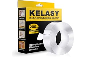 Double Sided Mounting Tape,1.2" x 200",Heavy Duty Removable Nano Adhesive Tape for Walls,Adhesive Strips Strong Sticky Gel Gr