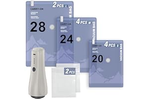 QcoQce Wireless Vacuum Storage Bags with Pump, 12-Pack (2 L/4 M/4 S/2 Bonus),Space Saving Bags for Travel, Moving & Home Orga