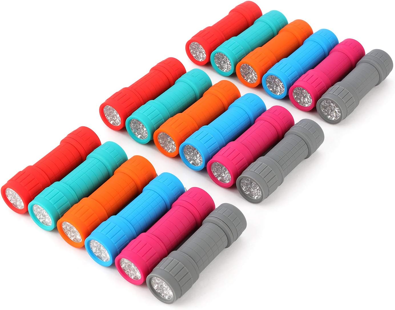 FASTPRO 18-Pack, 9-LED Mini Flashlight Set, 54-Pieces AAA Batteries are Included and Pre-Installed, Perfect For Class Teaching, Camping, Wedding Favor - - 