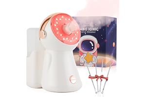 LIARTY Nano Ionic 3-in-1 Hot Mist Facial Steamer 380ml, Humidifier Facial Deep Cleaning with LED Light for Face, Home Sauna Spa Sprayer (Rose)