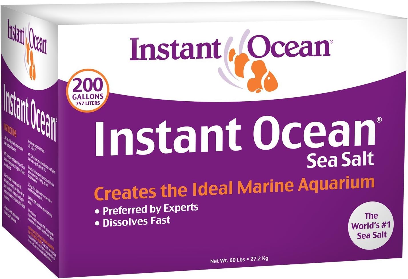 Instant Ocean Sea Salt for Marine Aquariums, Nitrate & Phosphate-Free. Premium Pack