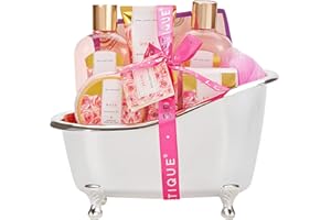 spa luxetique Gift Set For Women, Bath Sets for Women Gift, 8 Pcs Rose Spa Basket Includes Bubble Bath, Shower Gel, Body Lotion, Birthday Spa Gifts, Mother‘s Day Gifts for Mom