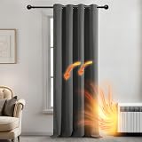 Deconovo Blackout Curtain Thermal Insulated Eyelet 1 Panel Light Grey 140x180cm view 2