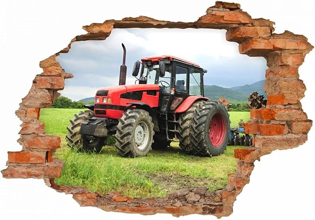 Nikima Schones Fur Kinder 047 Wandtattoo Traktor Loch In Der Wand Trecker Auf Wiese In 6 Grossen Kinderzimmer Stic Junge Madchen Ker Aufkleber Wanddeko Wandbild Grosse 1000 X 700 Mm Amazon De Kuche Haushalt