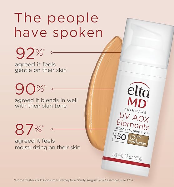 ELTAMD UV AOX ELEMENTS TINTED MINERAL FACE SUNSCREEN LOTION, TINTED MOISTURIZER FOR FACE SPF 50 WITH ANTIOXIDANTS, FOR DRY SENSITIVE SKIN 1.7 OZ PUMP