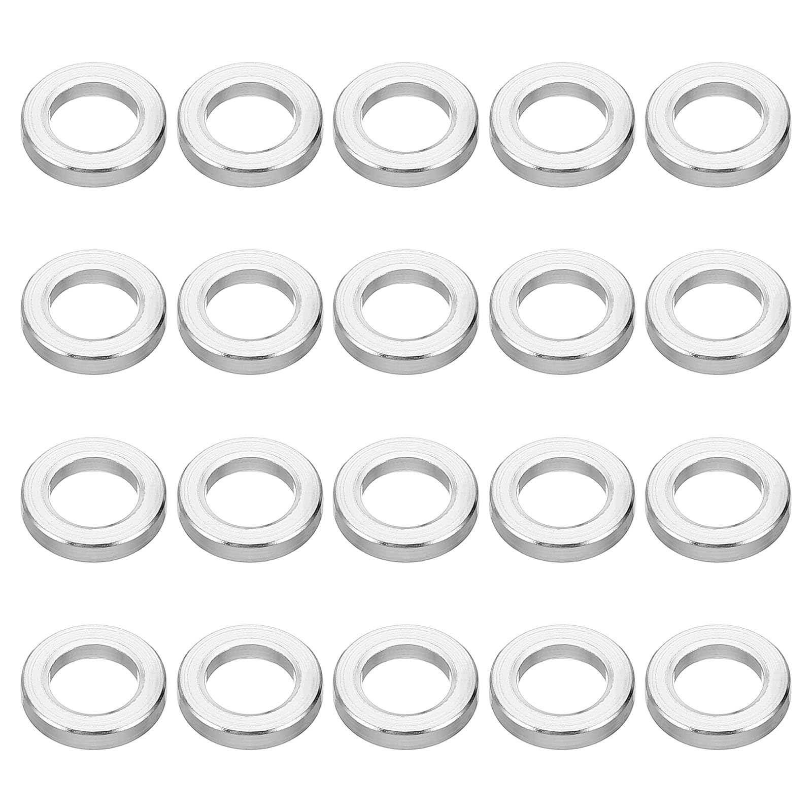 PATIKIL M6 Aluminum Spacers, 20 Pcs Metal Spacer Aluminum Round 6.2mm ID x 10mm OD x 2mm L Thickness Aluminum Spacer 1/4in ID Screw Standoff for 1/4" or M6 Screw Bolts