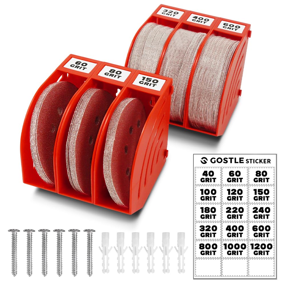 125 mm Professional Sanding Discs Storage Bins - 6 Box Set for Efficient Organization, Offset Snap-On Connection, Grit Classification, Space-Saving Design and Versatile Application - Red