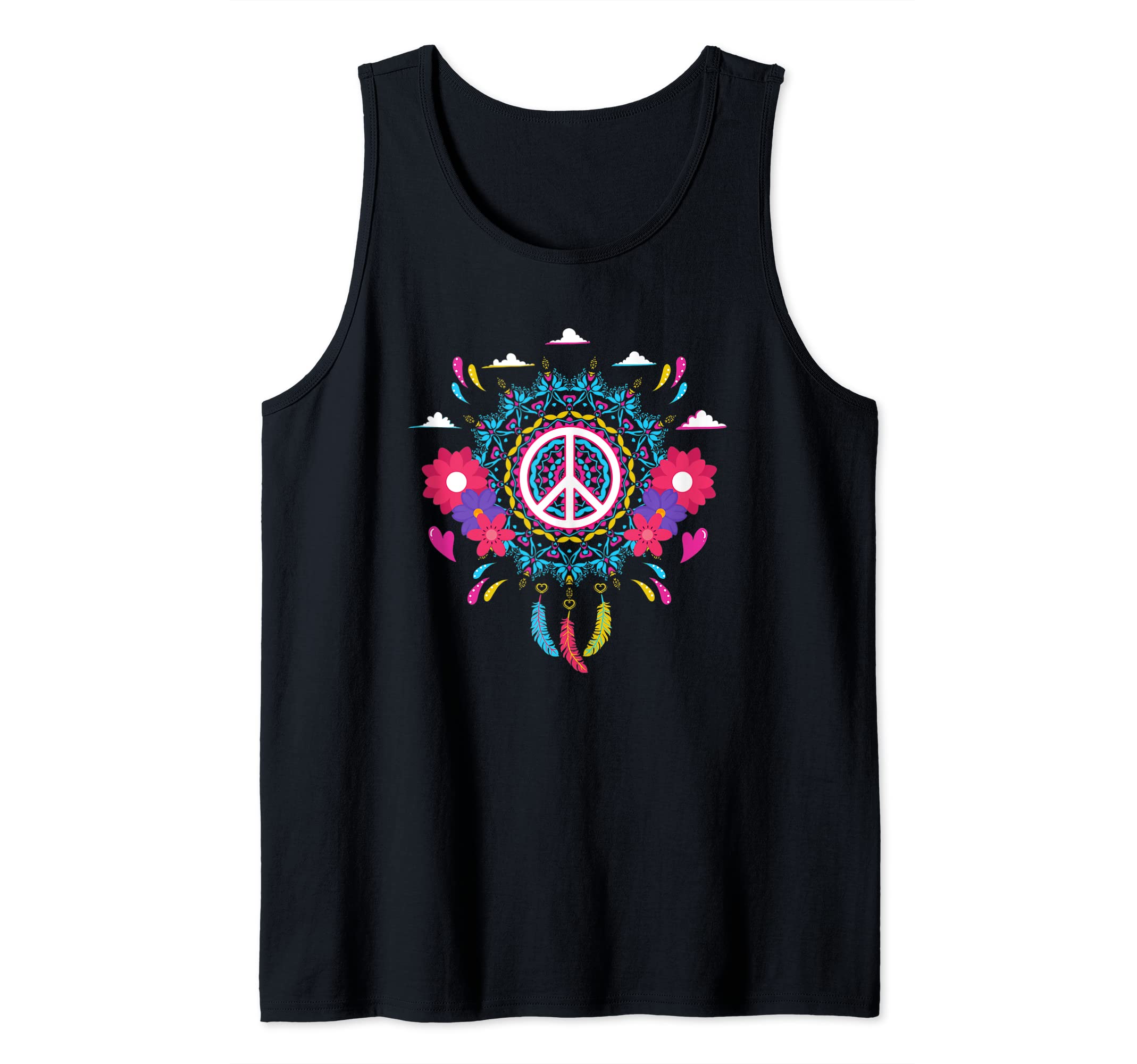 Native Wind Catcher Wind Spinner Boho Mandala Peace Sign Tank Top