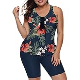 LALAGEN Womens 2026 Plus Size Tankini Swimsuits Rash Guard Capris Athletic Two Piece Swimwear Bathing Suits for Women S-5X