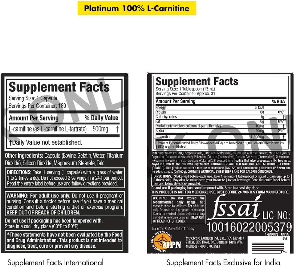 MuscleTech L-Carnitine Supplement, 500mg Acetly-L-Carnitine, Post Workout & Muscle Recovery, 180 Servings (Packaging may vary): Health & Personal Care