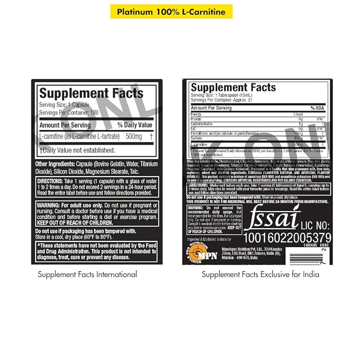 Muscletech Essential Series Platinum 100% L-Carnitine Standard - 180 Cápsulas