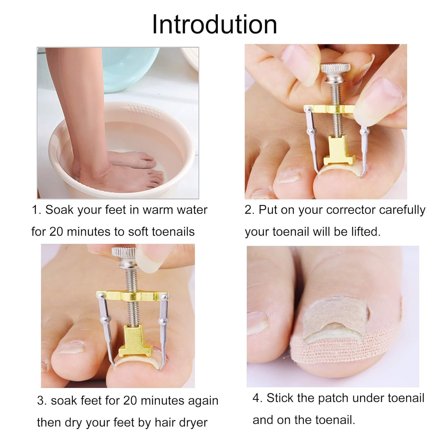 Ingrown Toenail Tools With Corrector Stickers, 30 Pcs Toe Nail Lifter Treatment Patch for Pedicure, Fix Curved Toenail Tape Recover Correction for Paronychia (Gold): Beauty
