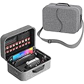 Compact All in One Carrying Case for Nintendo Switch 2 2025, Hard Shell Organizer Box for Switch 2 Accessory Compatible with Pro Controller Dock, with 18 Game Card Slots, Hard Shell Travel Bag, Grey