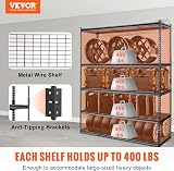 VEVOR 5-Tier Storage Shelving Unit 2000 lbs Capacity Heavy Duty Garage Wire Rack view 4